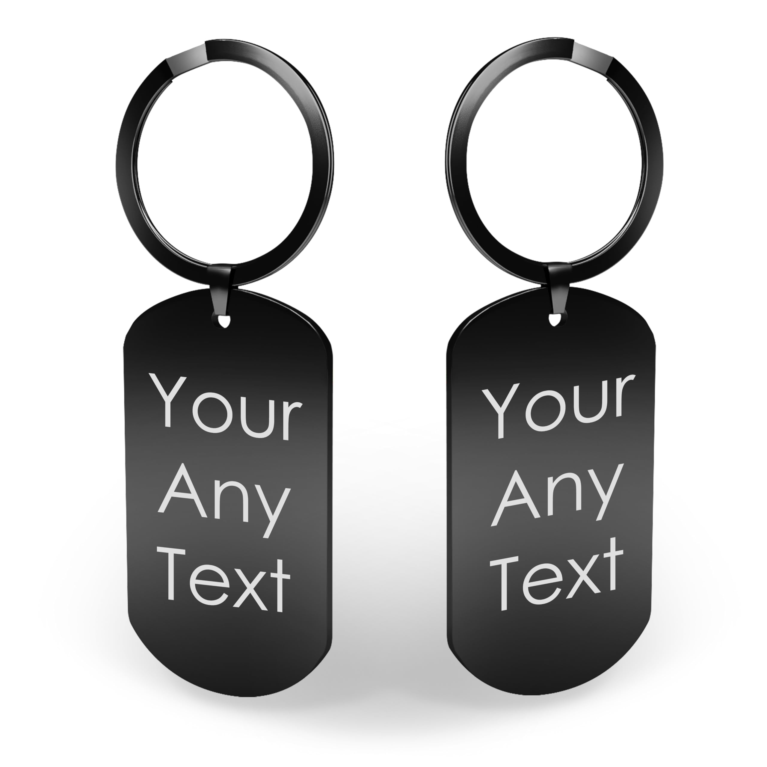 Charmify Engraved Metal Keyring Personalised with Custom Text – Stainless Steel Keepsake Keychain Gift for Anniversary Birthday Valentines Gifts Christmas – Sentimental Engraved Key Ring (Black)