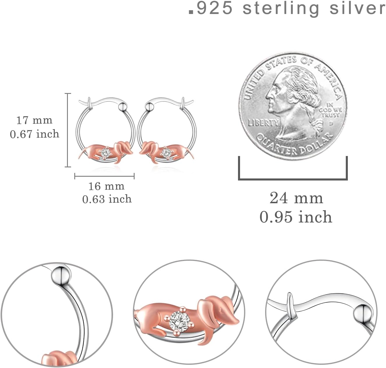 Dachshund Earrings 925 Sterling Silver Dachshund Birthstone Earrings Wiener Dog Birthstone Jewelry Dachshund Gifts for Women Dog Lovers - Image 4