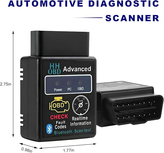 Bluetooth OBD2 Scanner for Car, Wireless OBDII Code Reader Auto Engine Fault Diagnosis Tester, Professional OBD2 Bluetooth Scan Tool Vehicle Interface Adapter for Phone and PC