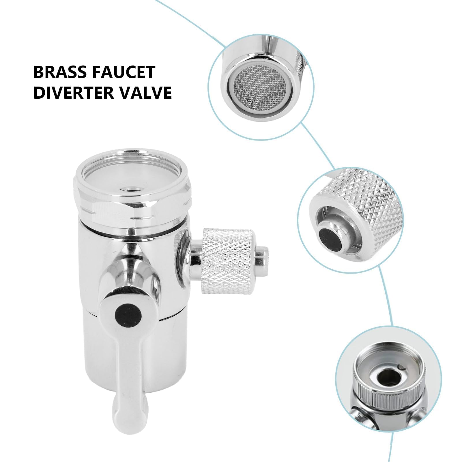 Pssopp Valvola Deviatrice Valvola Deviatrice Rubinetto da 3/8 di Pollice M22 Adattatore Soffione Doccia Femmina per Rubinetto Lavello o Bagno