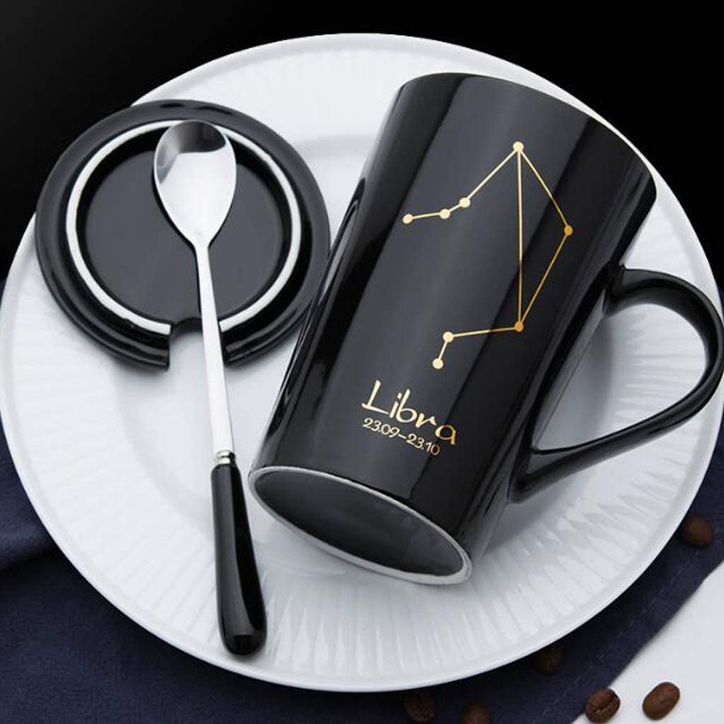 Tazas de Moka Taza para Beber Tazas Y Tazas De Pareja De Doce Constelaciones, Taza De Leche De Café De Cerámica, Taza De Doce Constelaciones, Taza De Café Con Leche Tazas de Desayuno (Color : K)