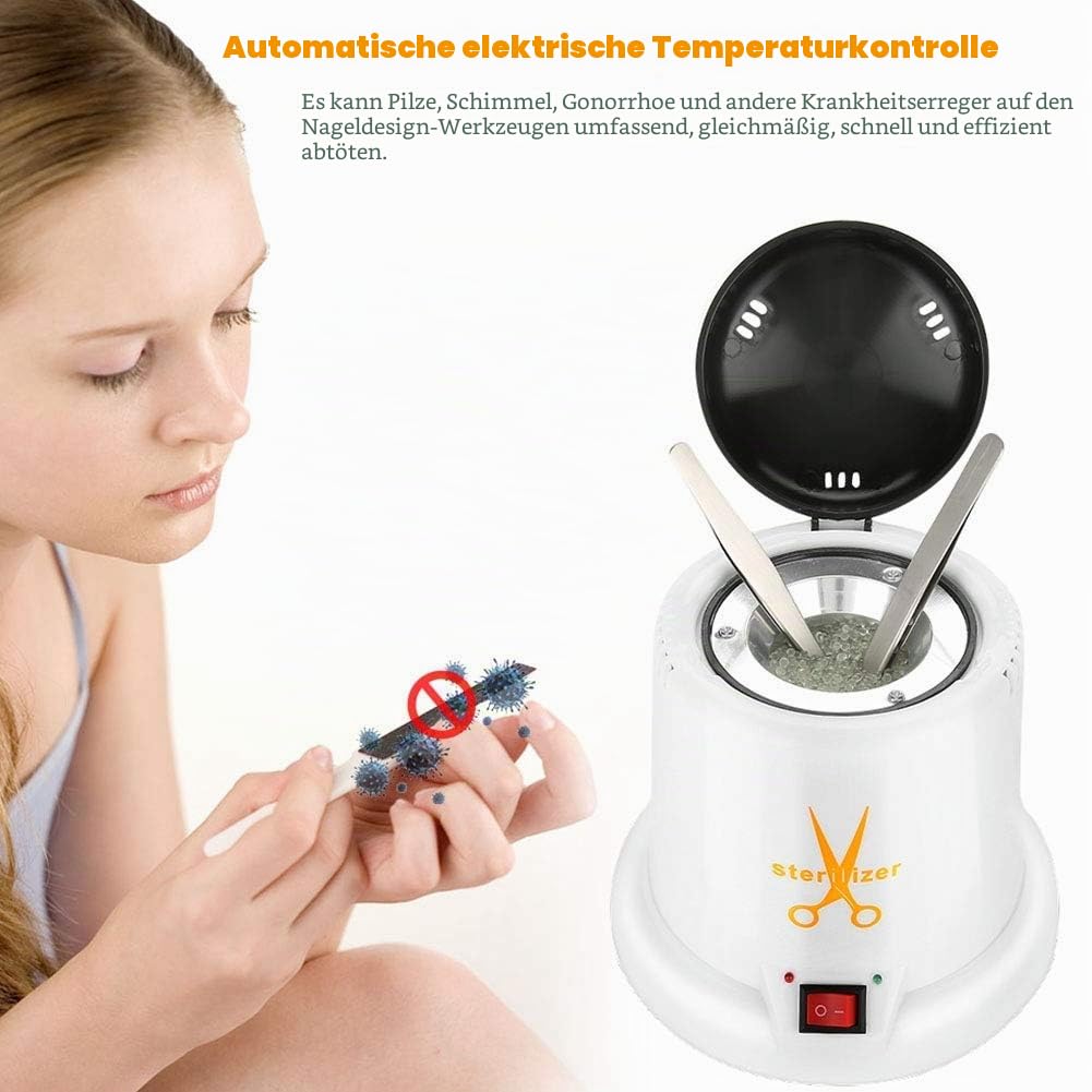 Metallwerkzeug Sterilisator, Heißluftsterilisator für Scheren & Pinzetten, Nagelwerkzeug Reiniger, Desinfektion bei Hoher Temperatur, Nail Art Sterilisationsmaschine