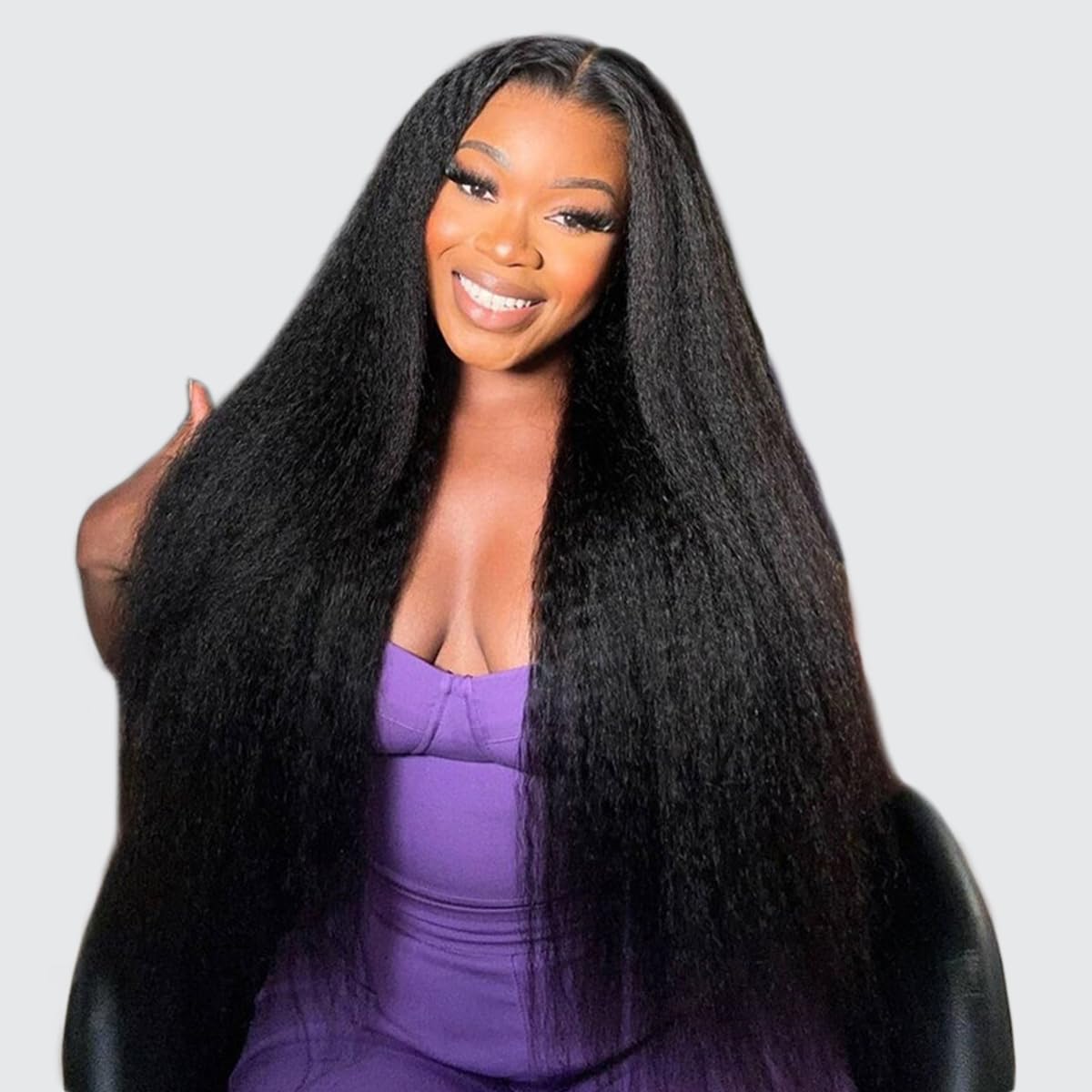 24 inch Kinky Straight Wigs Human Hair