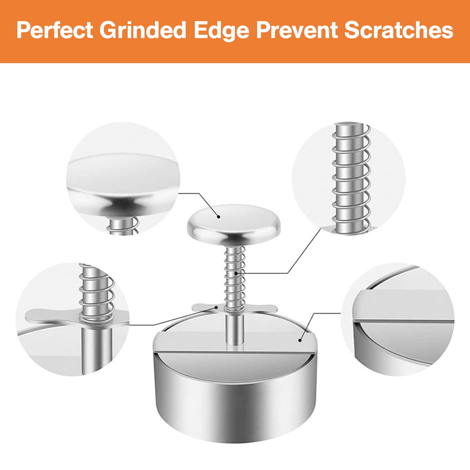 Burger Press, Stainless Steel Hamburger Patty Maker, Adjustable Hamburger Patty Maker, Non Stick Patty Making Molds With Spring Button for BBQ and Homemade Hamburger (Diameter 11.4cm)