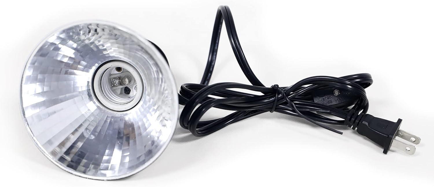 CAROLINACUSTOMCAGES Reptile Mini-Ceramic Heat Emitter Dome Fixture with 54" AC Cord and Switch