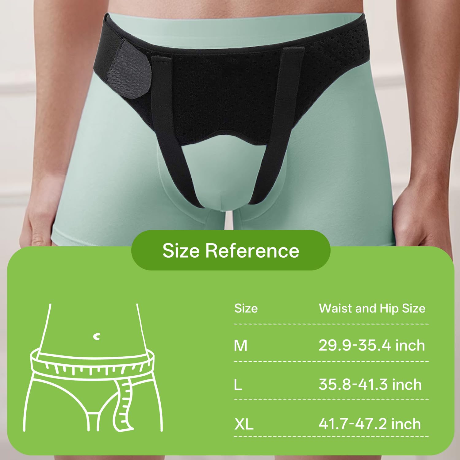 Hernia Belt Truss for Single/Double Inguinal or Sports Hernia, Hernia Support Brace for Men for Women Pain Relief Recovery Strap with 2 Removable Compression Pads Comfortable Material (Black,Large)