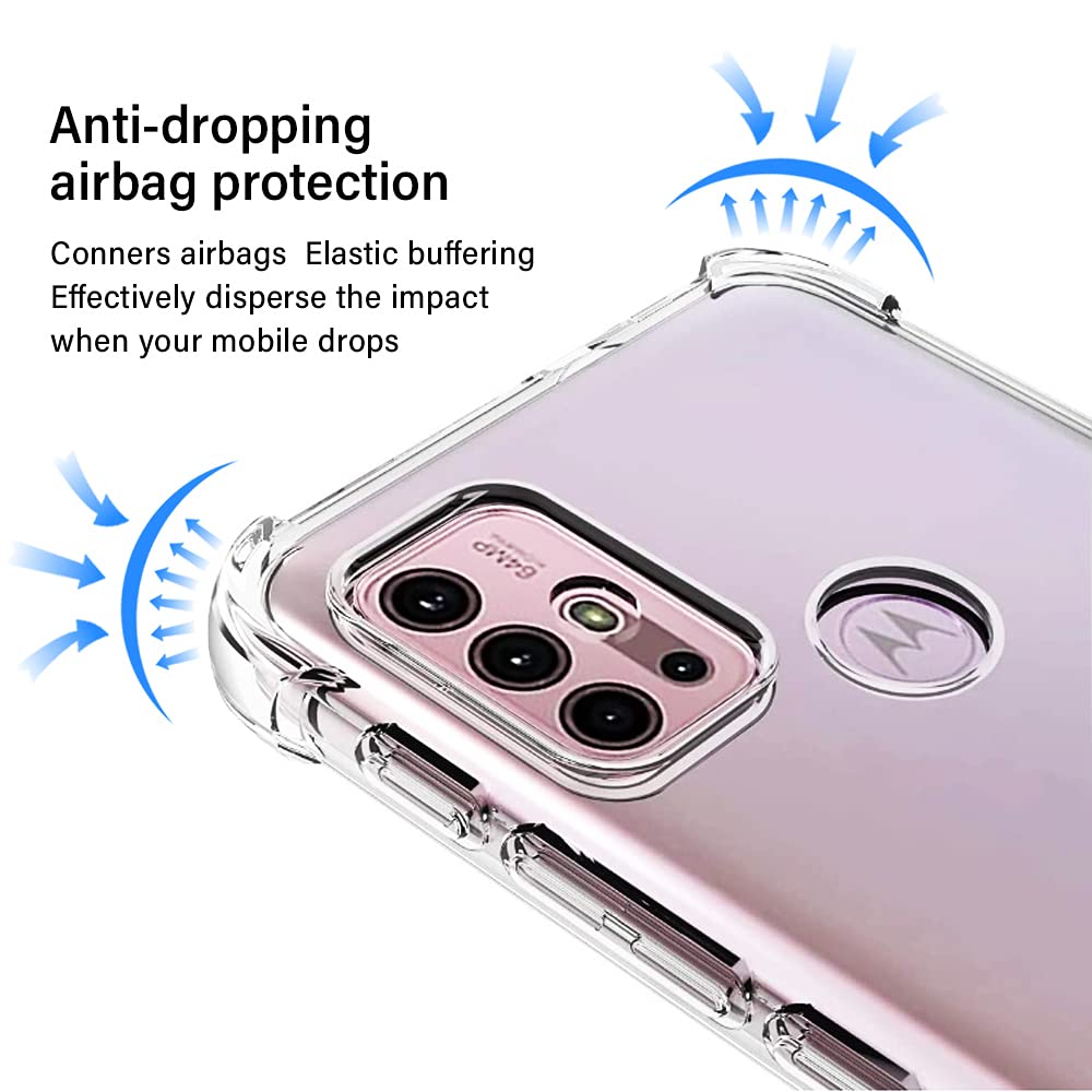Cuoqing Motorola Moto G30/G10 Hülle Transparent Mit Schutzfolie – Stoßfest, Anti-kratzer, Dünn