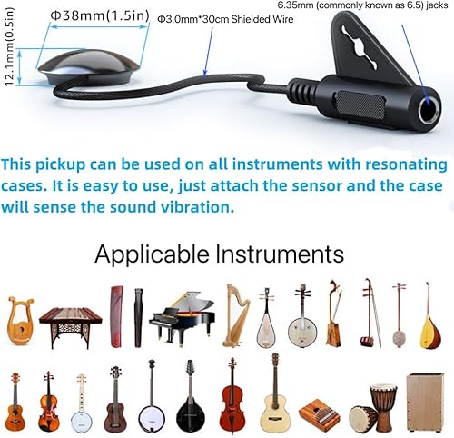 Pastilla de guitarra, micrófono de contacto piezo pickup, sin taladrar accesorio amplificador de instrumento musical fácil de instalar, calidad de