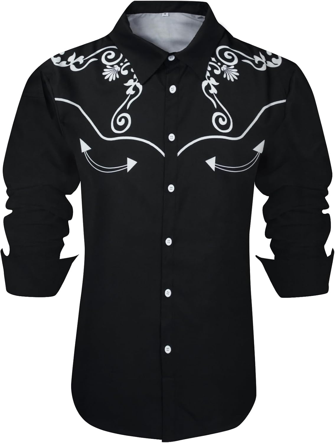 Western Shirts for Men Cowboy Shirts Retro Print Long Sleeve Country Shirt Slim Fit Button Down Shirt Casual Work