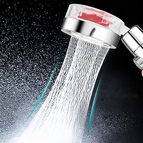 High Pressure Handheld Turbo Fan Showerhead Set, Hydro Jet Shower Head, Turbocharged Shower Head, Handheld Propeller Showerhead With Replacement Hose/Bracket/Cotton Filters And Bath Loofah #TOP1