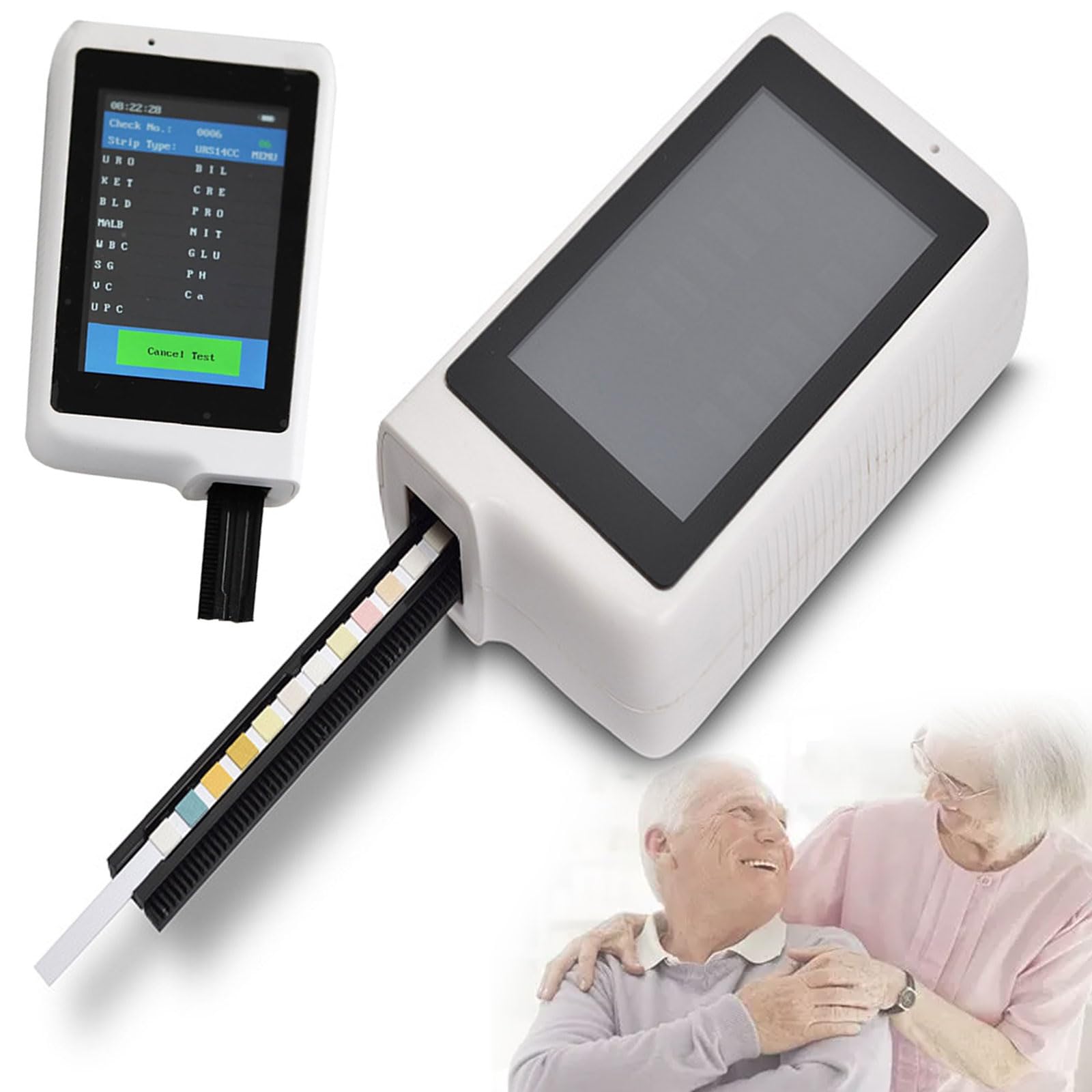 JOSBY Analizador de orina con Pantalla a Color de 4 Pulgadas, Instrumento de análisis bioquímico, 14 análisis de orina de Rutina, con Papel de Prueba de pH y Terminal inalámbrico Bluetooth, Carga USB