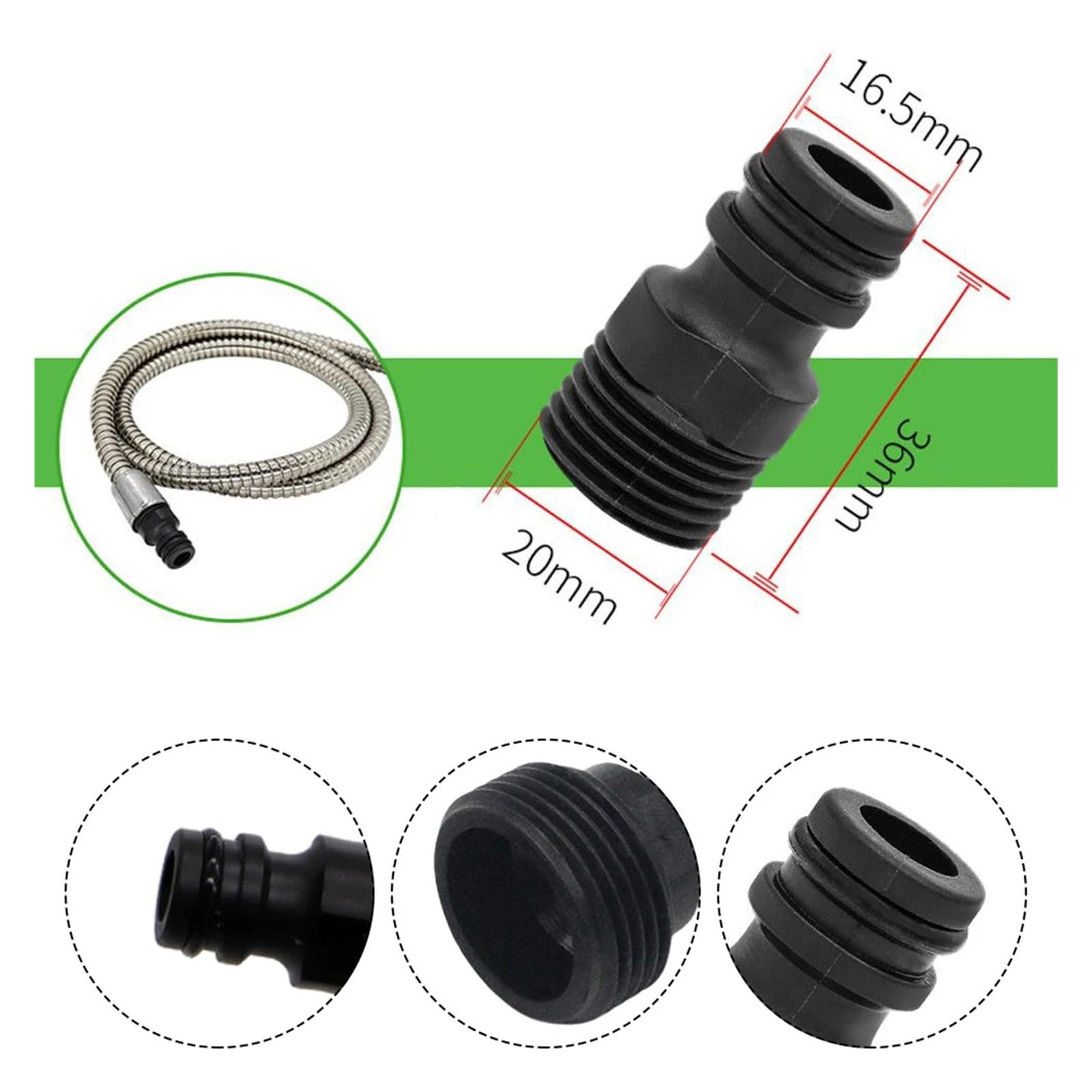 Adaptador de grifo roscado de 1/2" de acoplamiento rápido de plástico, 5 unidades | Accesorios rápidos de plástico para accesorios de tuberías de agua de jardín.
