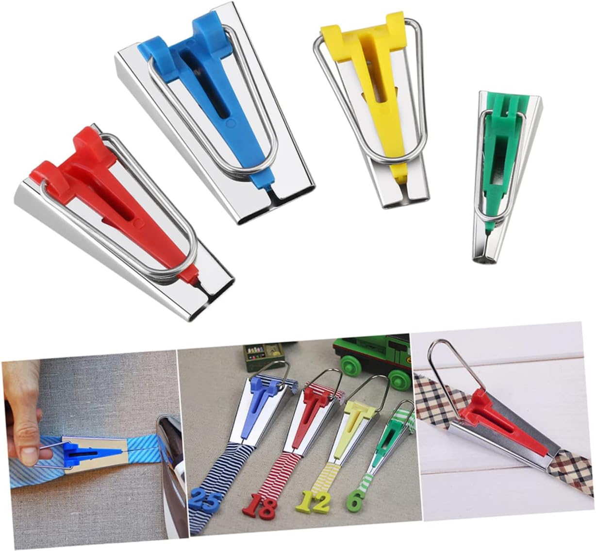 Beatifufu 8pcs Sewing Tape Maker Tool Bias Tape Makers for Binding Quilting Fabric Clips
