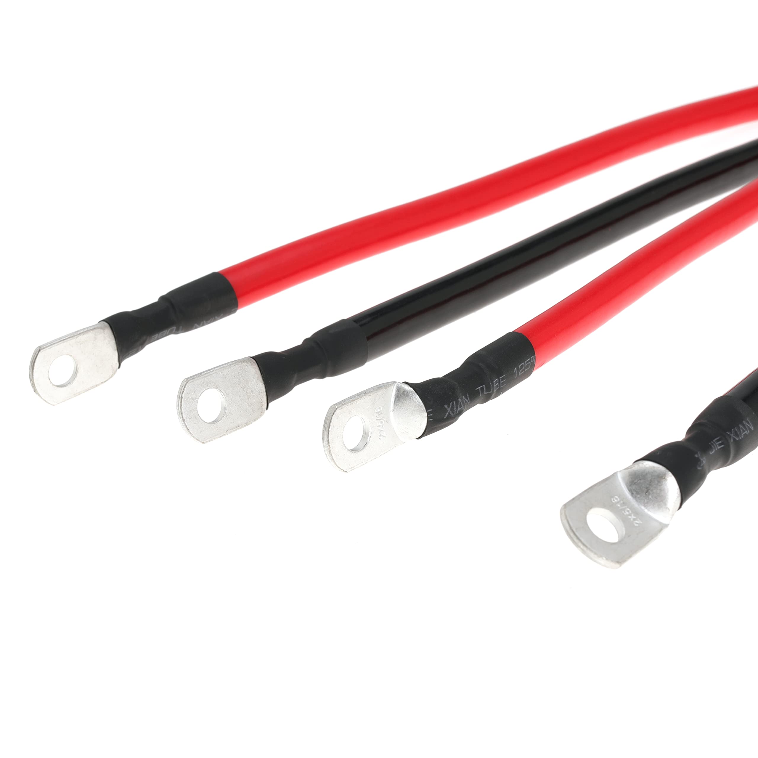 Cavo per batteria da 2 AWG, calibro 2 AWG, cavi inverter di alimentazione per batteria, con terminale da 5/16", per auto, barche, camper, auto e moto (60 cm)