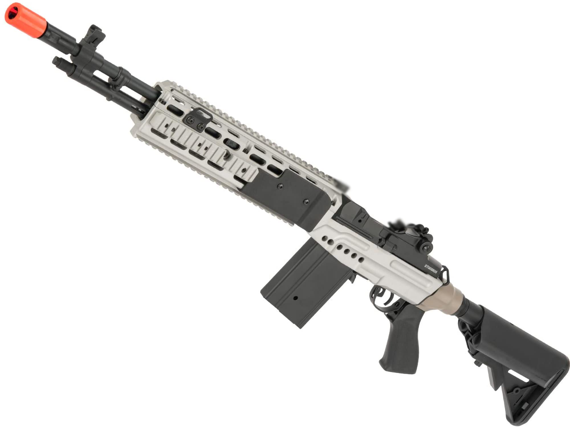 Evike Airsoft - CYMA Sport Metal Airsoft M14 EBR Designated Marksman Airsoft Rifle AEG Airsoft (Color: Dual Tone/Crane Stock/Gun Only)