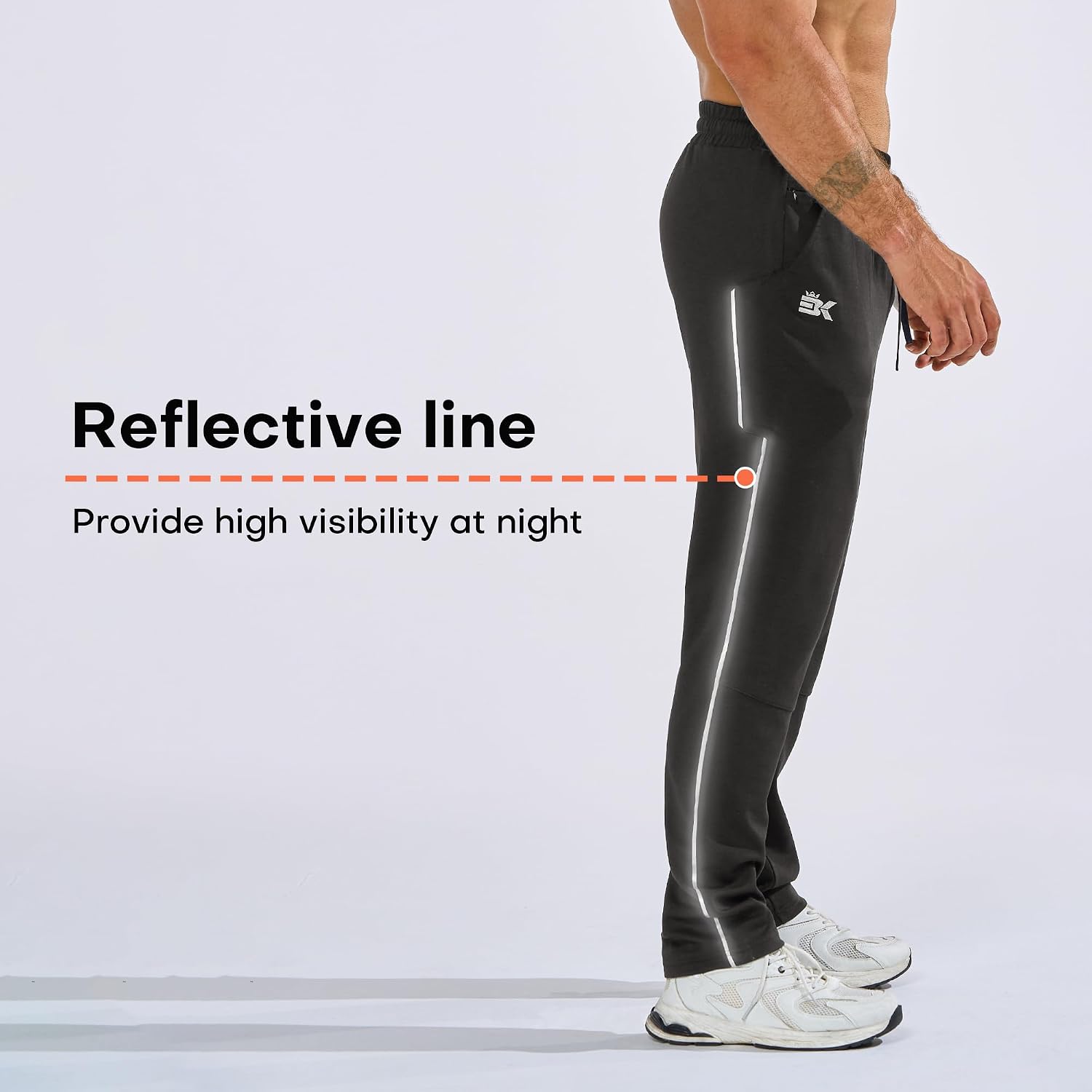 BROKIG Men's Boost Cotton Jogger Sweatpants Warm Gym Workout Pants Zip