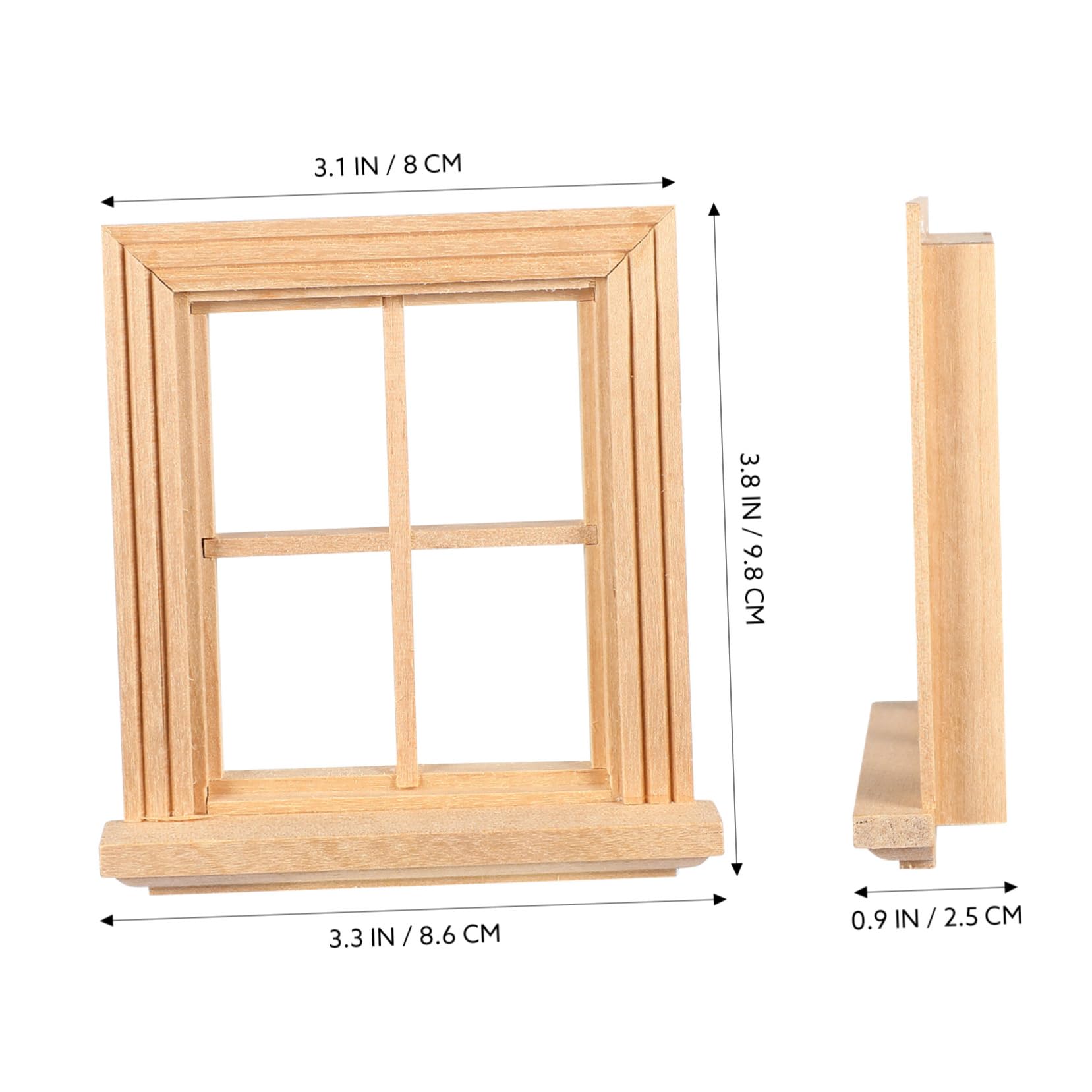 Toddmomy Miniature Dollhouse Window Wood: 1:12 Beige Unpainted Window Dollhouse for DIY Decoration Ideal for Creative Play Hours and - Image 4