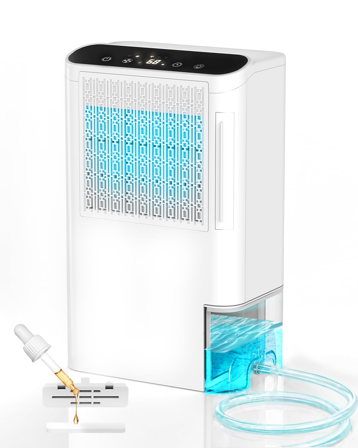 Photo 1 of Dehumidifiers for Home & Basement, 2500 Sq.Ft Small Dehumidifier with Aroma Tray, 5ft Drain Hose, 74oz Water Tank, Timer & Sleep Mode, Portable Dehumidifier for Bathroom, Bedroom, RV, Closet