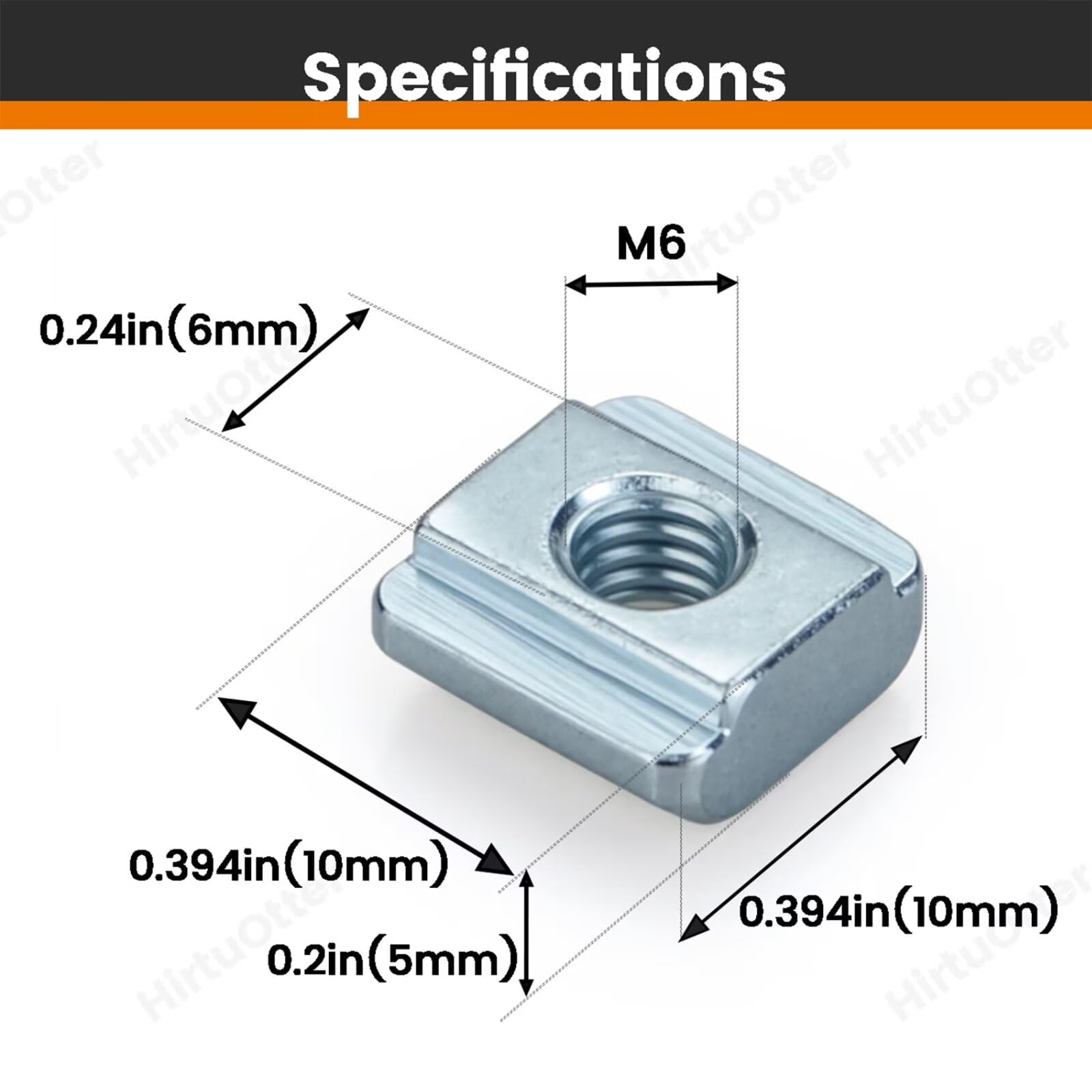 M6 Gleitmuttern für Aluminium-Extrusion der Serie 2020/2040/2060, verzinkt, blau-weiße Oberfläche, kompatible Befestigungselemente für 3D-Druckerteile und DIY-Projekte, 100 Stück