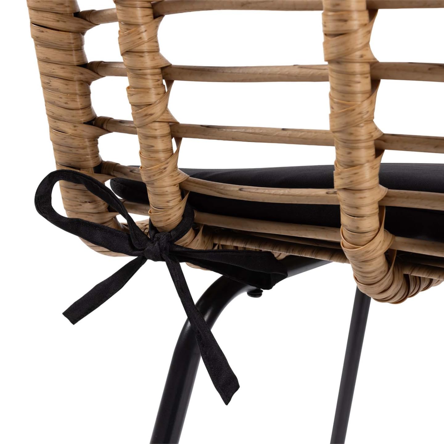 IDMarket - Lot de 2 tabourets de Bar Summer Effet rotin Pied métal Noir