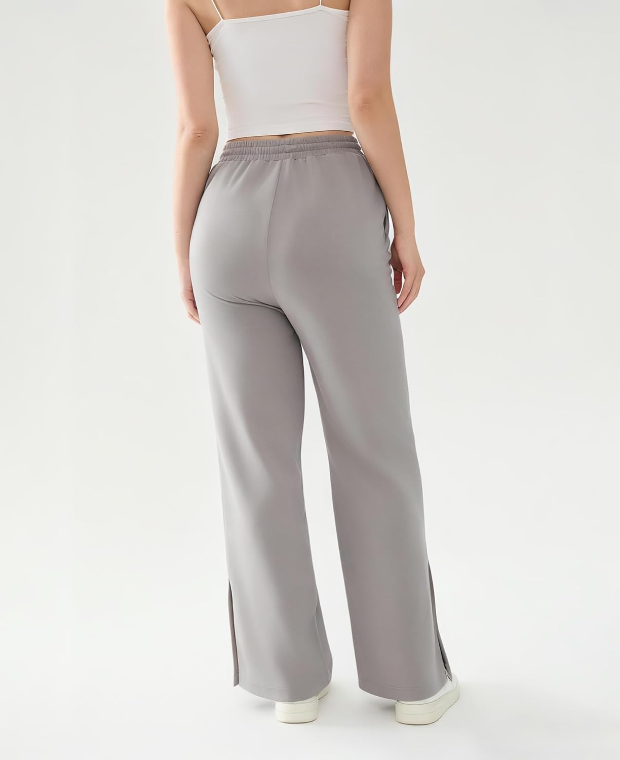Susclude Womens Wide Leg Sweatpants Baggy Cotton Stretch Track Pants Lightweight Striped Casual Lounge Flatters Legs Pants