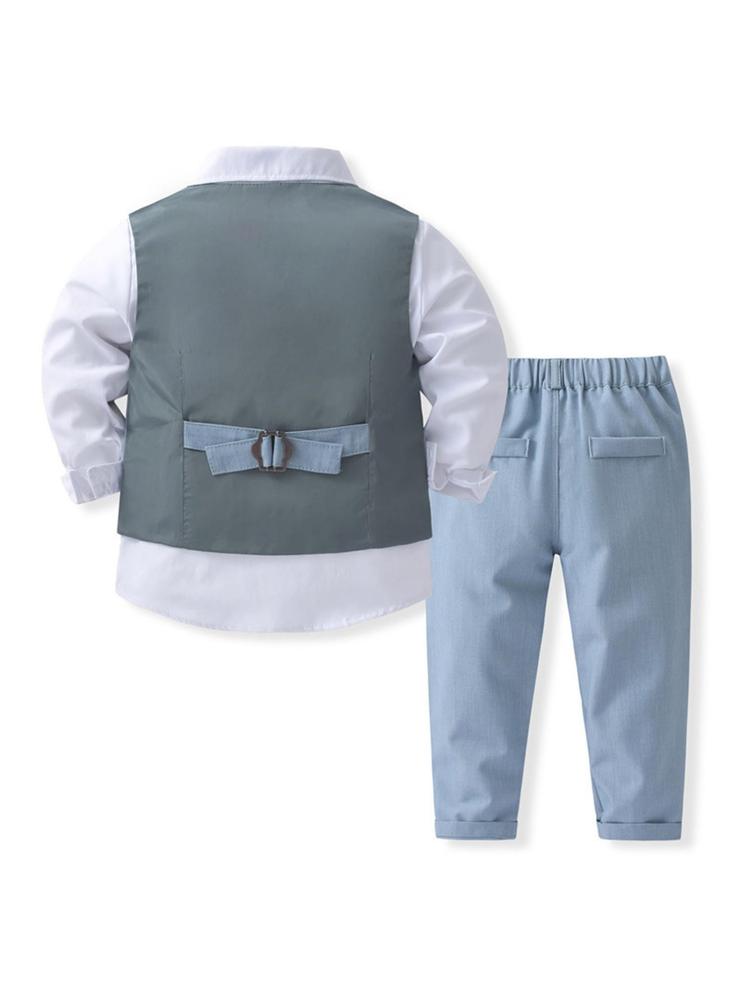 MSemis Traje Elegante de Bautizo para Bebe Niño Camisa de Manga Corta con Pajarita y Chaleco Boda y Pantalones Largos de Traje Caballero Ropa de Bautismo