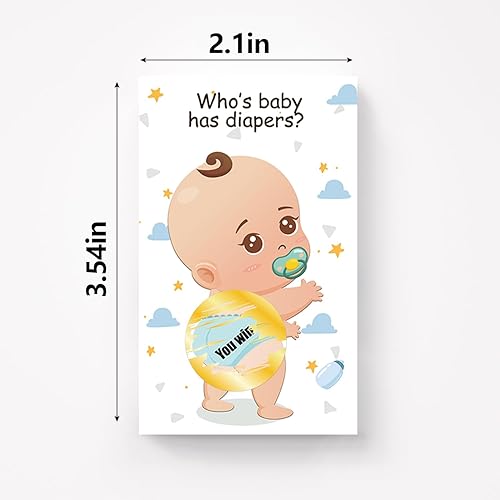 Miniatura 4 de COO PAPER PARTY Baby Shower Games - Tarjeta para raspar  Quién tiene pañales para bebé, 40 tarjetas de rifa, juegos de género neutro, actividad de