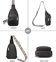 Vista 34 de Telena Bolso bandolera para mujer, bolso cruzado para mujer, cangurera de cuero vegano con correa ajustable