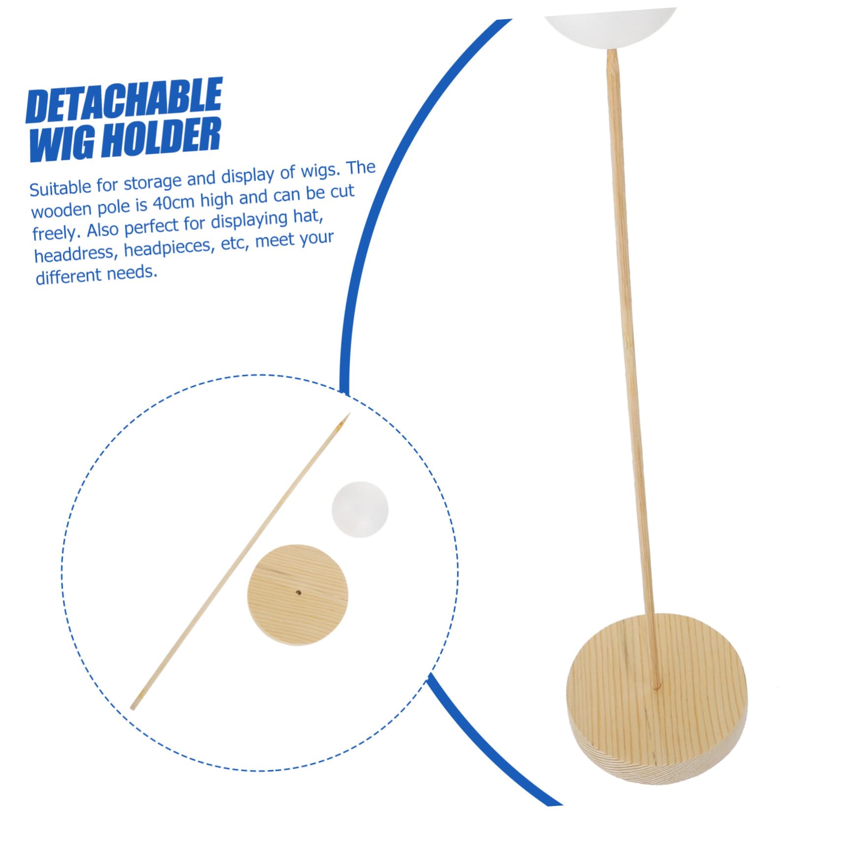 Gogogmee 1Pc Detachable Wig Stand for Display and Drying Portable Wig Holder Rack for Wigs Hats and Headdresses Professional Wig Accessories for Women