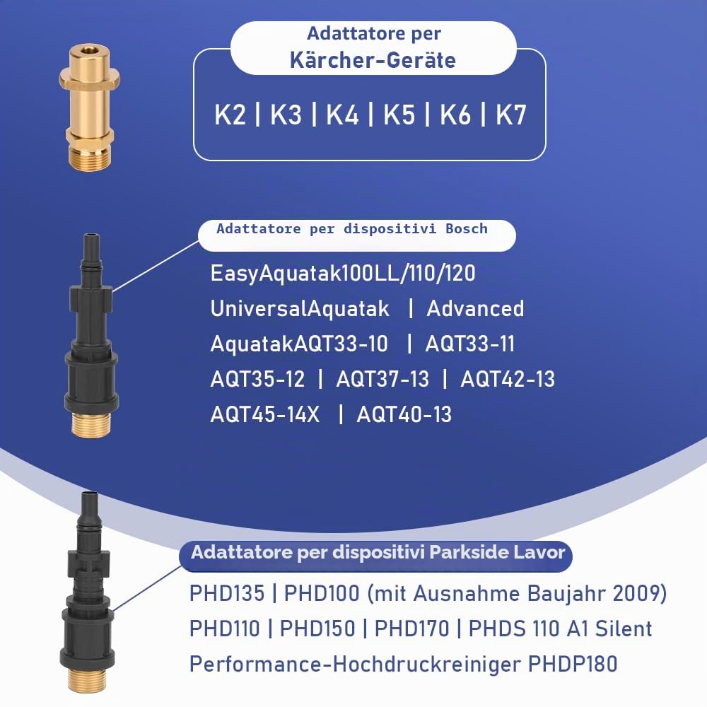 XIIW Sonda Sturatubi Idropulitrice 20m Compatibile con K2-K7, LAVOR, BOSCH | Tubo 240bar con 3 Adattatori, Dotato di Ugelli Rotanti e Fiss, Kit Tubazioni per la Pulizia e Disostruzione Tubi Scarico