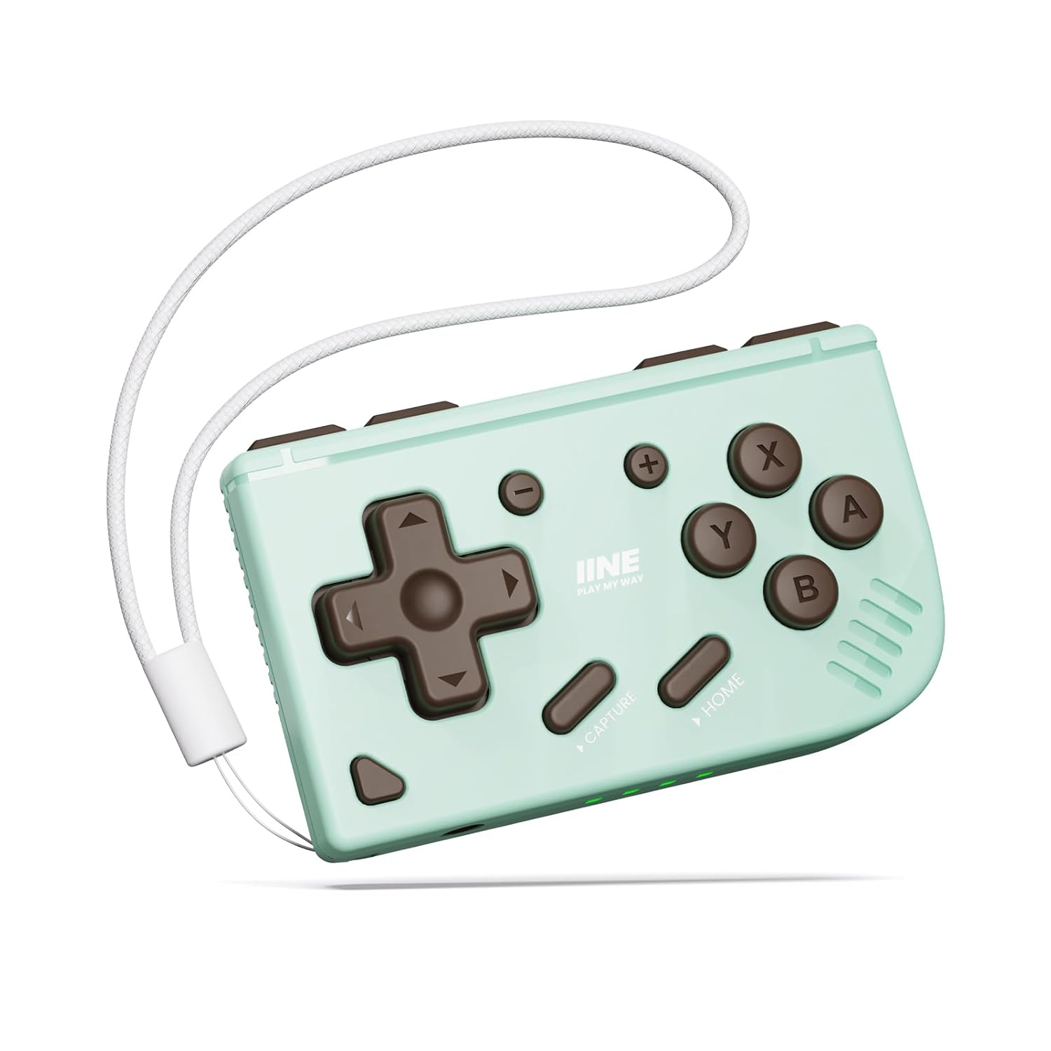 IINE Mini Retro Game Controller, Pocket-Size Wireless Mini Game Controller with Keychain Design, Portable Travel Controller for Mobile & PC Gaming (Mint Chocolate Green)