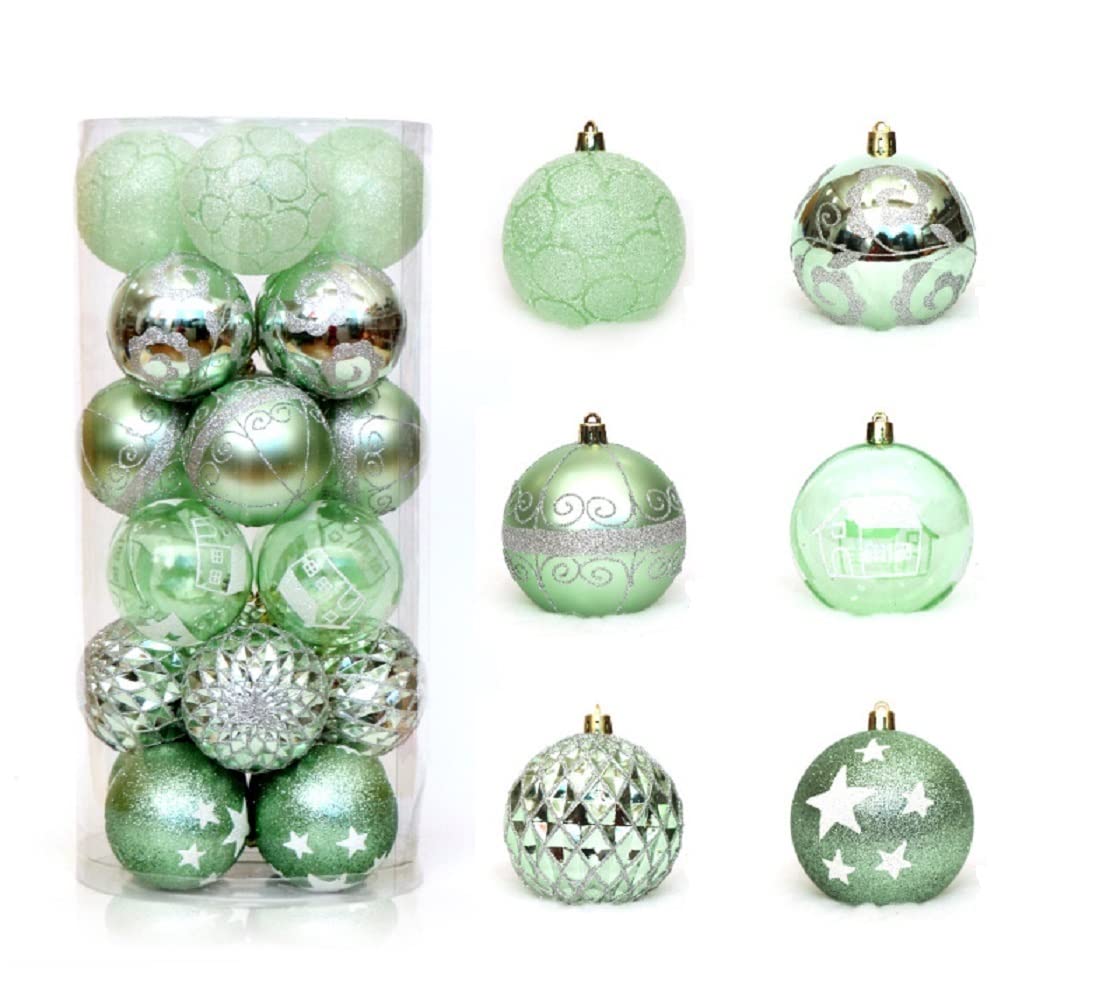 Shatterproof 2.4-Inch Christmas Light Ball - Holiday Wedding Party Decoration, Tree Pendant, 24 Combinations (Apple Green)