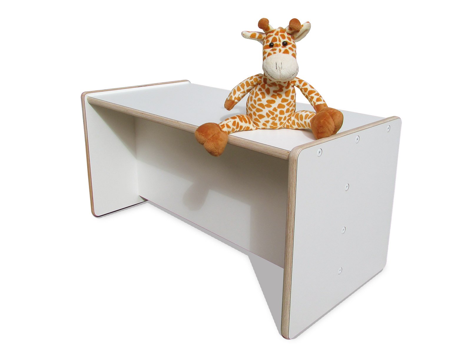 Eli-Kids Reversible Tisch/Bank 4-in-1 | 4 Höhen (17,5/22,5/38 / 78 cm) | Weiß Laminat | Multifunktional für Kinderzimmer & Wohnraum