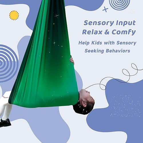 Miniatura 3 de Columpio sensorial para niños y adultos, columpio de terapia de doble capa para interiores y exteriores, columpio para acurrucarse con accesorios