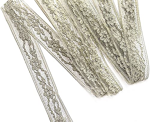 Flexi-Lace Binding Lace Ribbon Grey Lace 3 Yds. X 3/4" Silver Trim Ribbon For Floral Designing Sewing Quilting Patchwork Diy Crafts #TOP23