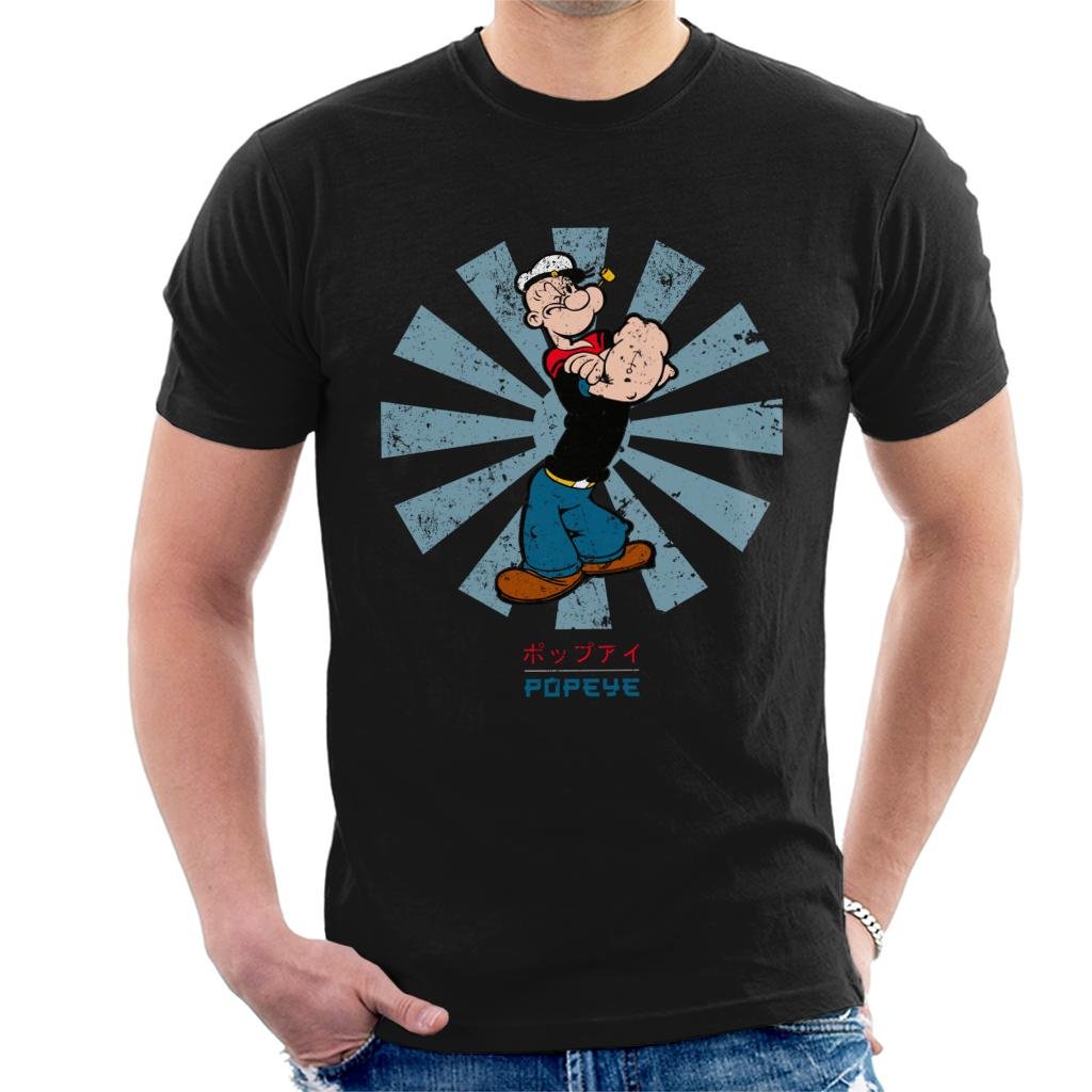 Popeye Retro Japanese Men's T-Shirt Black