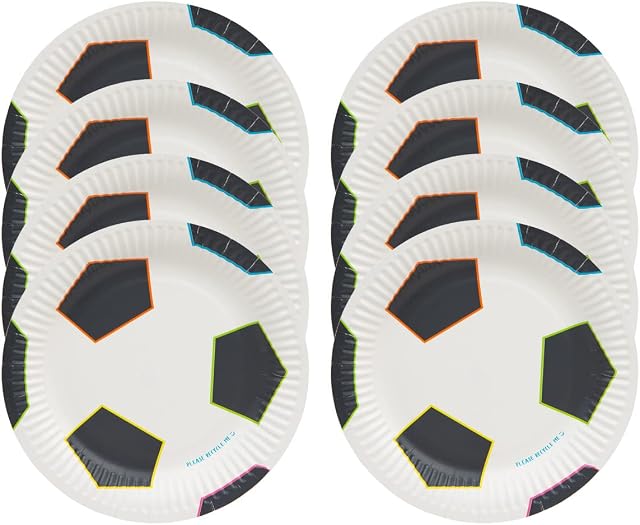 Talking Tables World Cup Football Plates | Pack of 12 Recyclable and Disposable Kids Party Tableware for Birthday, FIFA World Cup, England, Euro, Soccer, FOOTBALLPLATES (CHAMP-V2-PLATE-SML)