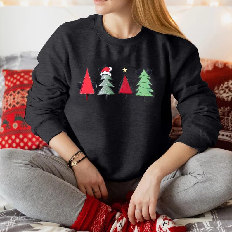 JINTING Christmas Sweatshirt for Women Christmas Tree Pullover Xmas Holiday Crewneck Sweatshirts Long Sleeve Top - Image 4