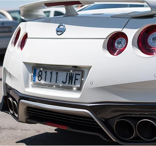 Miniatura 7 de YALOK Marco de matrícula de automóvil con diamantes de imitación brillantes, de acero inoxidable, universal para la mayoría de automóviles, SUV,