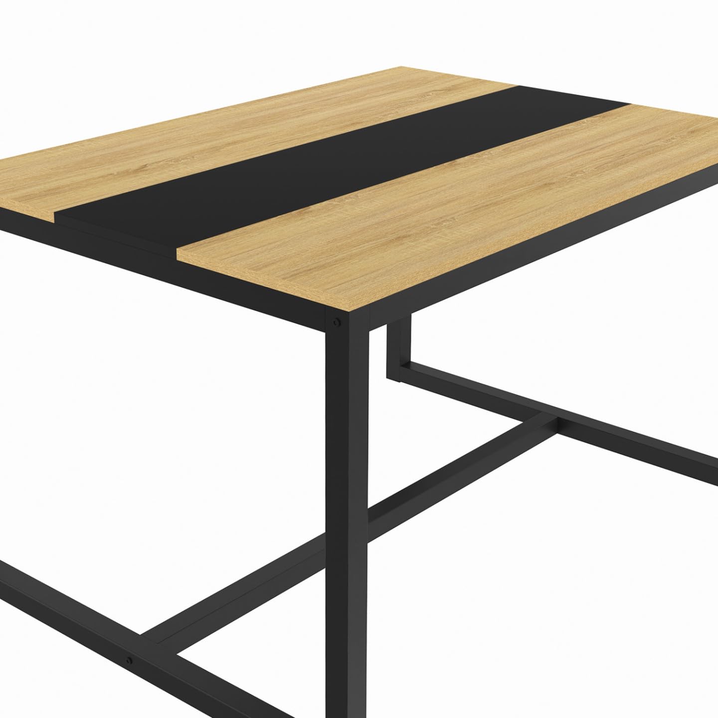 IDMarket - Table à Manger Rectangle Dover 6 Personnes Bande Centrale Noire Design Industriel 120 cm