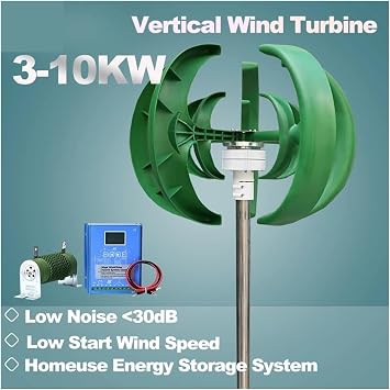 3000W 5000W 5KW Wind Turbine Windmill Generator Vertical 12V/24V/48V Low Noise Speed Start with Hybrid Controller Low Starting Speed for Home(White,48V_3KW)