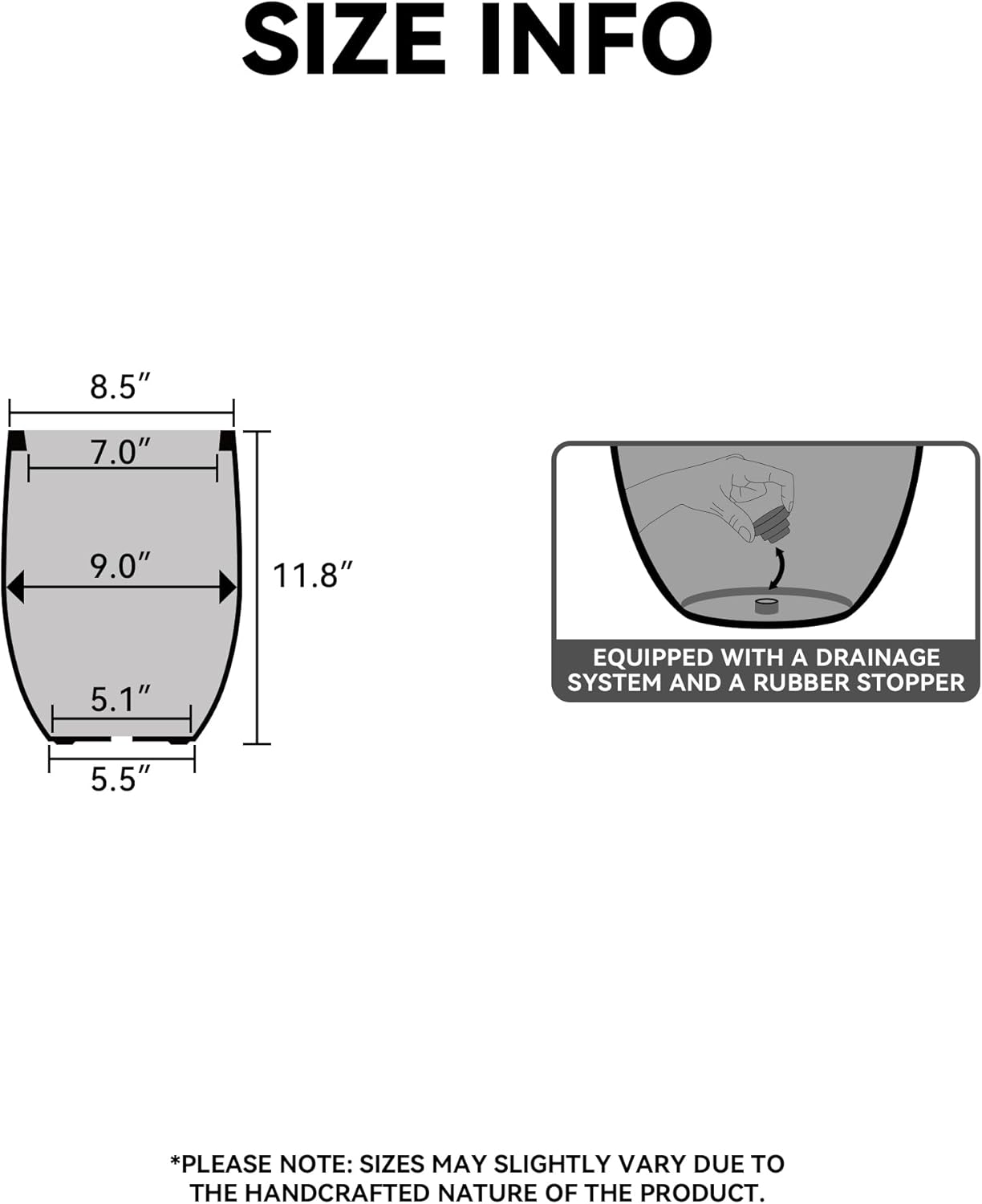 Kante 11.8 Inch Tall Concrete Planter, Large Indoor Outdoor Plant Pot with Drainage, Smooth Weathered Concrete Finish with Painted Interior, Ideal for Porch, Home, Garden, Patio - Image 2