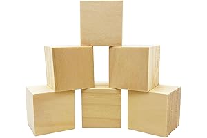 6 pcs Unfinished Wood Cube Blocks for Arts and Crafts