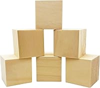 XYSMZM 6 Pack 2 Inch Unfinished Pine Wood Cubes - Smooth Square Blocks for Crafts, Painting, Stacking & DIY Art Projects