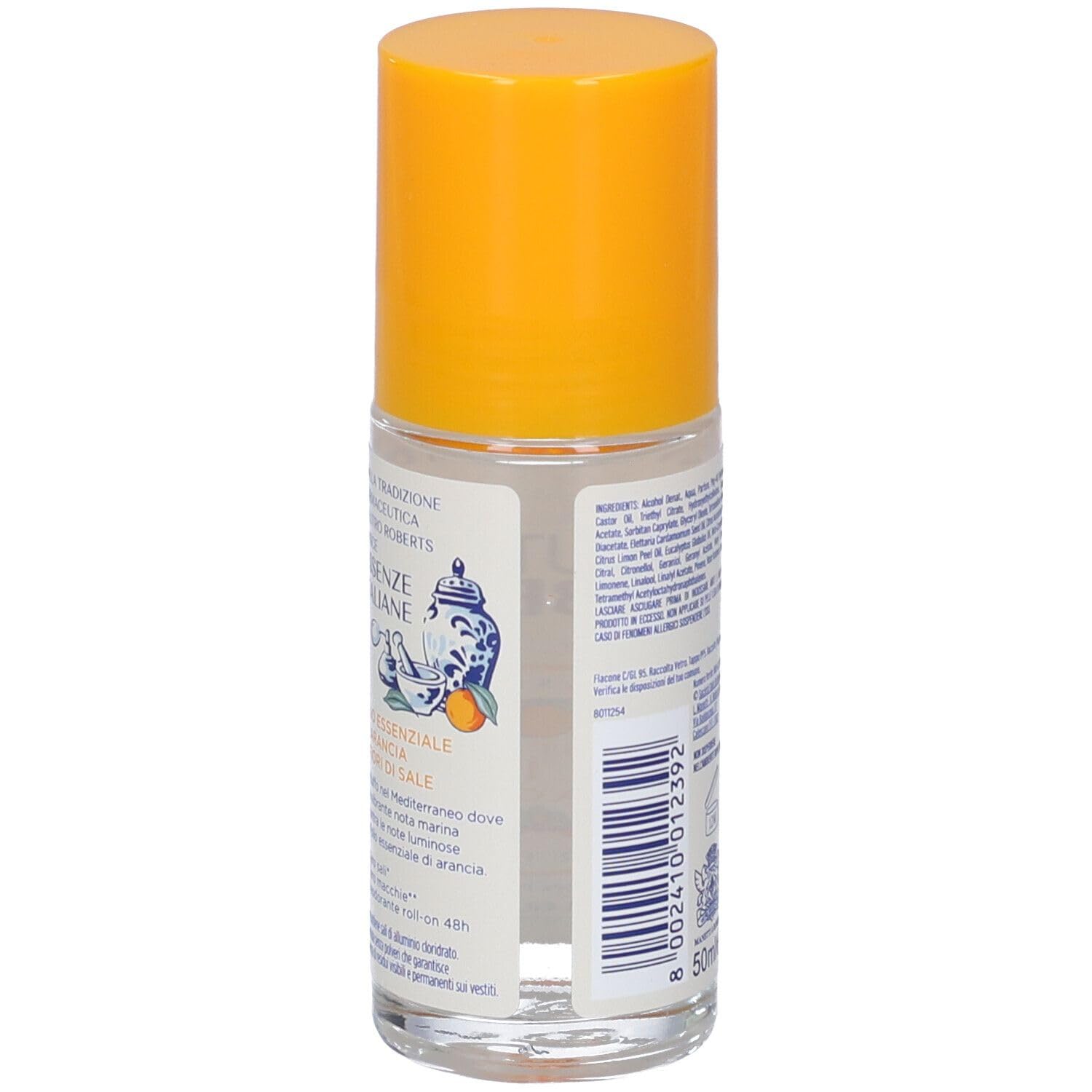 12x Neutro Roberts Deodorant Roll-on Siracusa, 50 ml, ohne Aluminiumsalze, mit ätherischem Orangenöl, 48h Schutz,+ Italy Shop Service Kostenloser Schlüsselanhänger