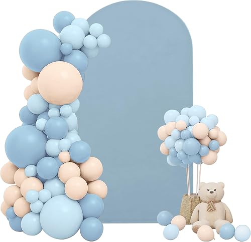 6FT Wedding Arch Cover Stretchy Fitted Arch Cover Round Top Stand Covers Double-Side Chiara Cover Backdrop Cover for Wedding Birthday Party Ceremony Baby Shower Decoration(Dusty Blue)