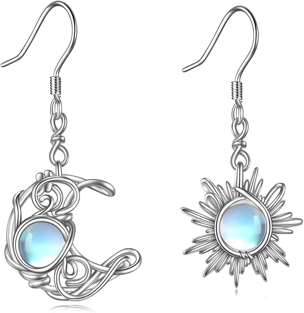VONALA 925 Sterling Silver Moonstone Dangle Earrings Fine Jewellery Birthday Gifts for Women Girls