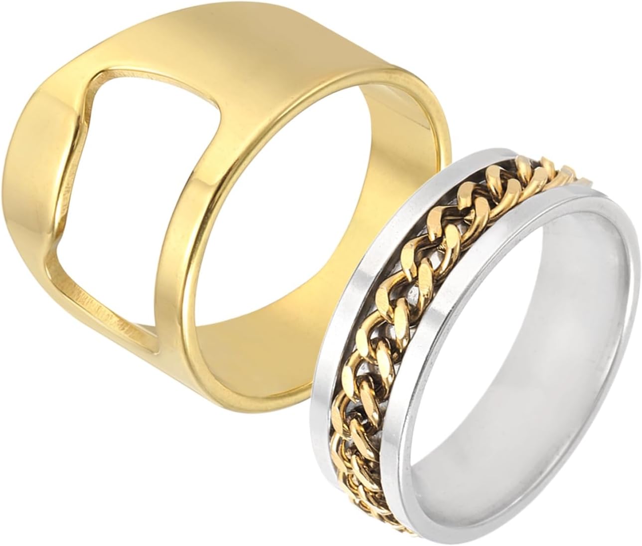 uxcell Bottle Opener Rings Set Size 12 Titanium Steel Spinner Chain Gold