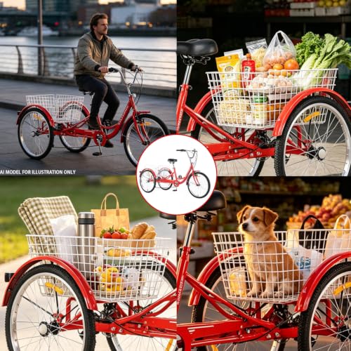 MENGFANMIN Adult Tricycle 7-Speed