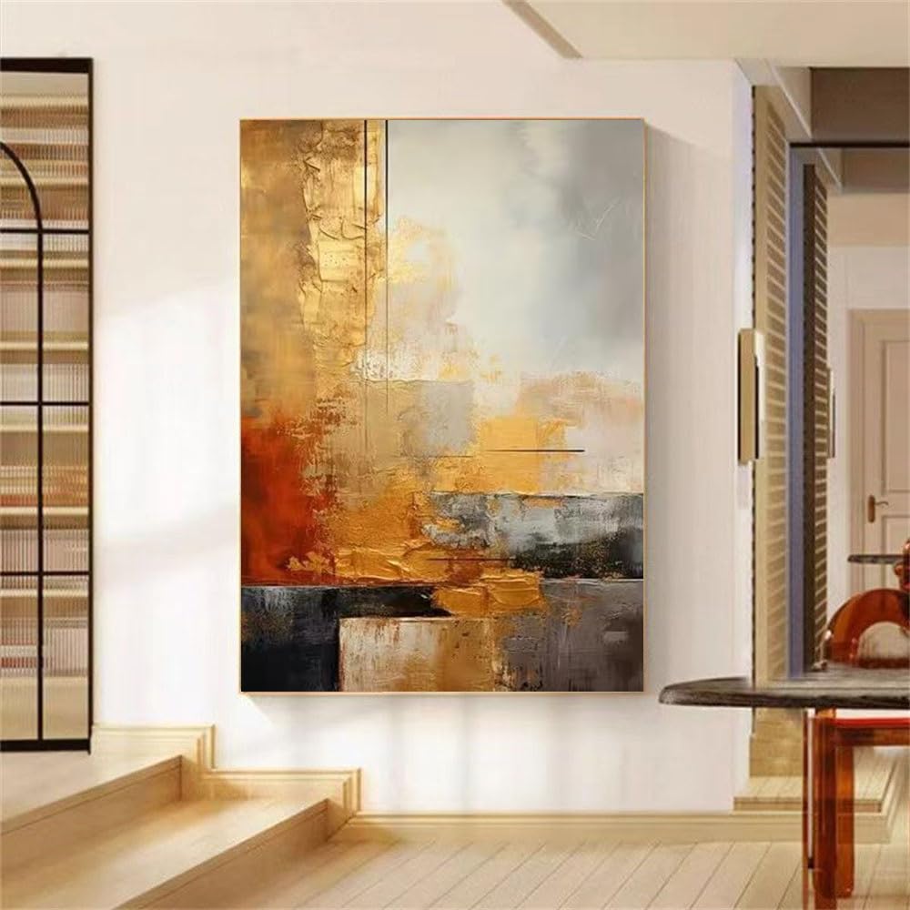 UUDEZO Toile murale abstraite, style européen et américain tendance, grand format (80 x 125 cm), cadre noir, idéal pour le salon.